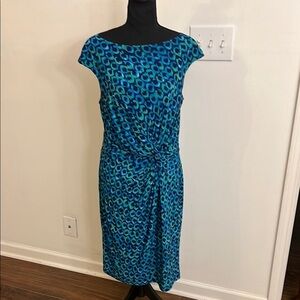 Lauren Ralph Lauren Blue Sheath Midi Dress with Bateau Neckline